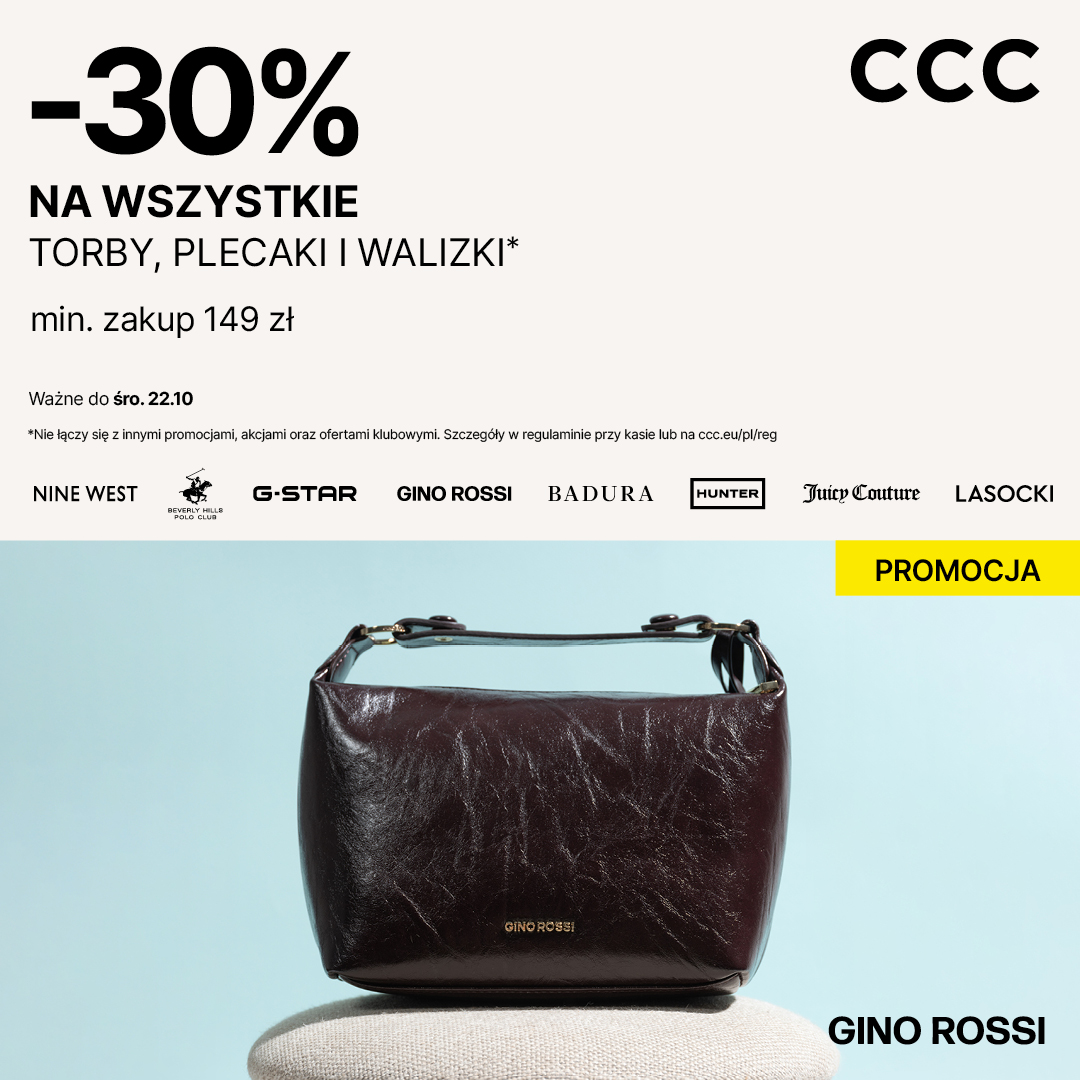 -30% na torby, plecaki i walizki w CCC
