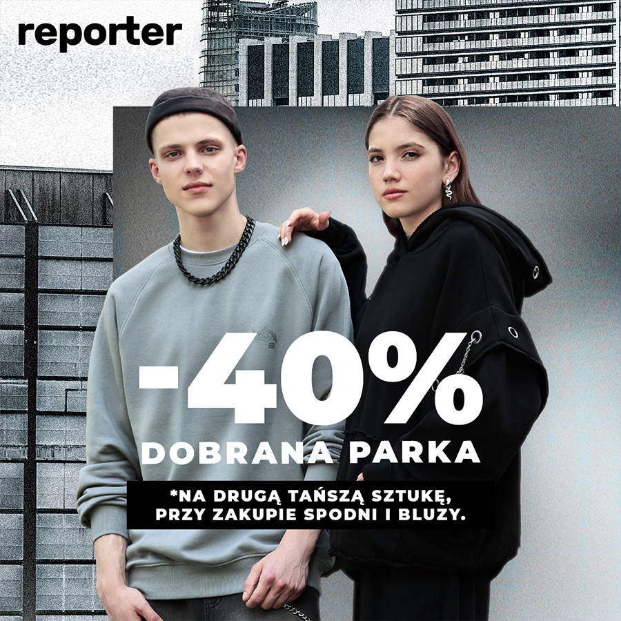 -40% na drugą tańszą sztukę, przy zakupie spodni i bluzy.
