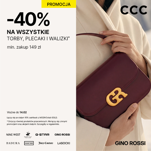 -40% na WSZSTKIE TORBY, PLECAKI, WALIZKI